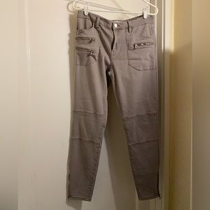 BLANK NYC Moto Skinny Jeans Grey Denim with zippers